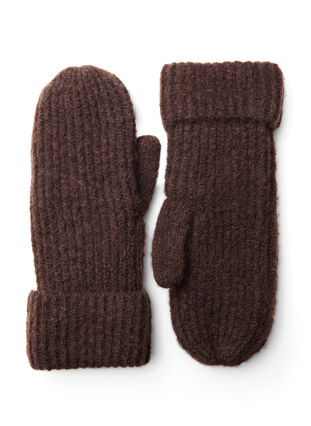 Knitted mittens, Brown, Packshot image number 0