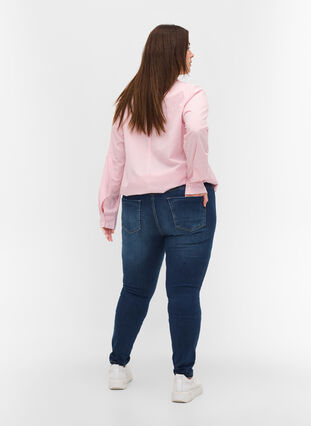 High-waisted embroidered Nille jeans, Blue denim, Model image number 1