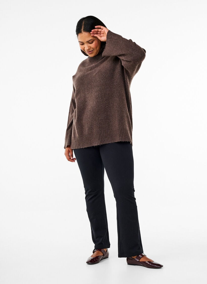 Flared jersey trousers, Black, Model image number 0