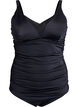 Swimsuit with v-neck and mesh detail, Black, Packshot image number 0