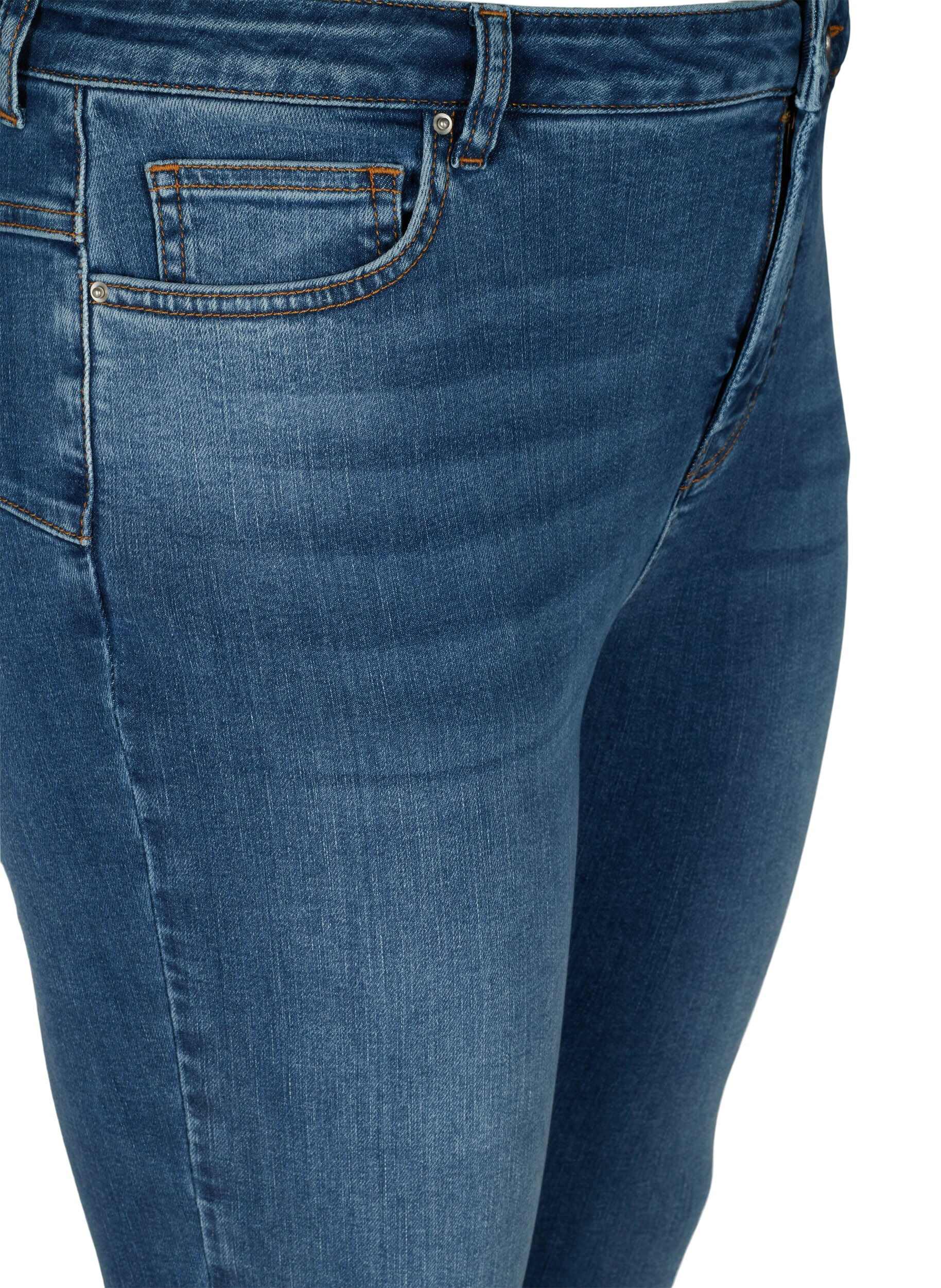 Zizzifashion High-waisted Amy jeans with push-up effect, Blue denim, Packshot image number 2