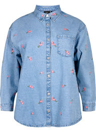 Denim shirt with embroidered flowers, L.B.D.Flower AOP, Packshot