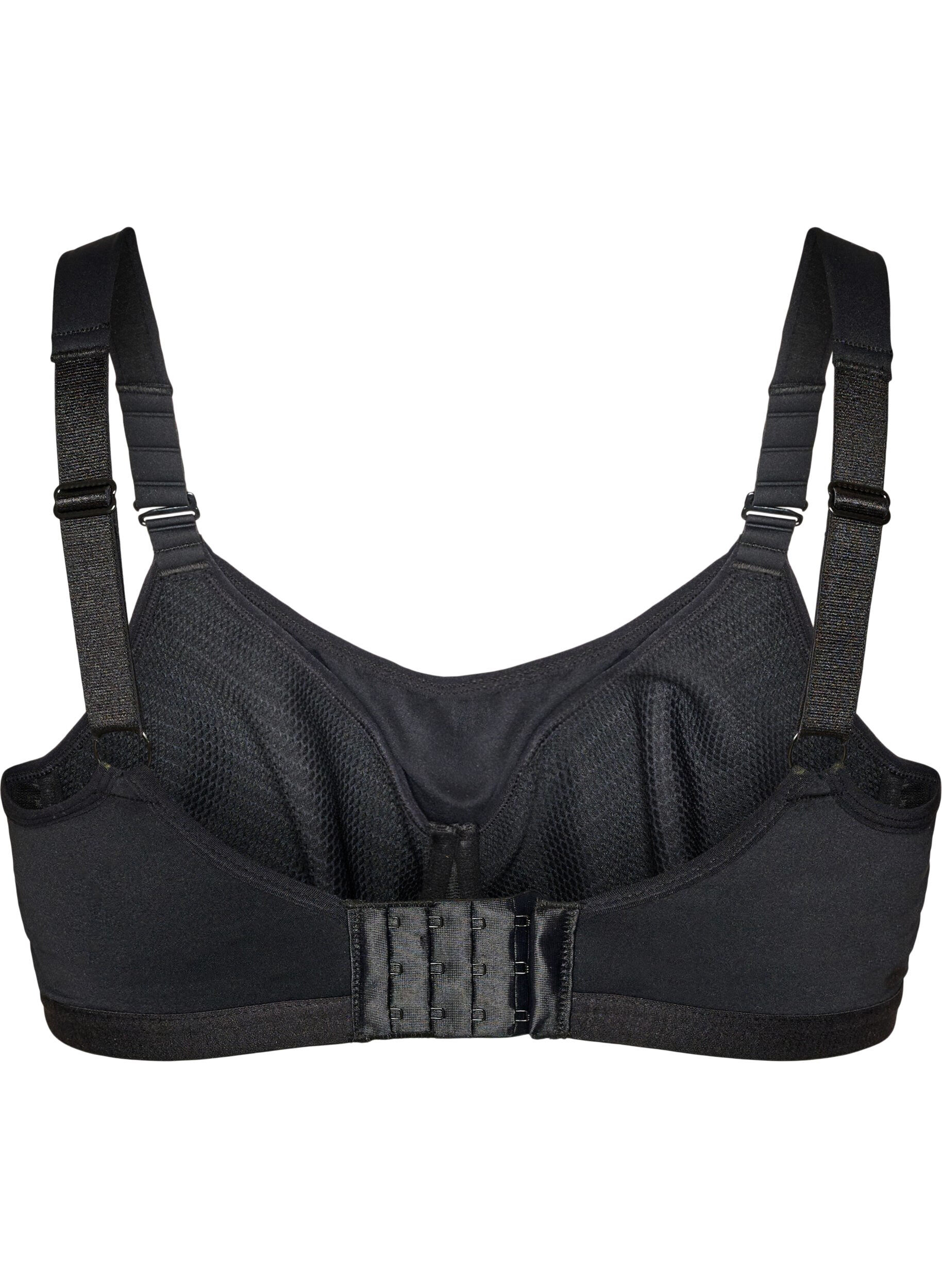 ZizzifashionHigh support sports bra with underwire and padded straps, Black, Packshot image number 1