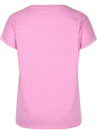 Mottled t-shirt in cotton, Cyclamen Melange, Packshot image number 1