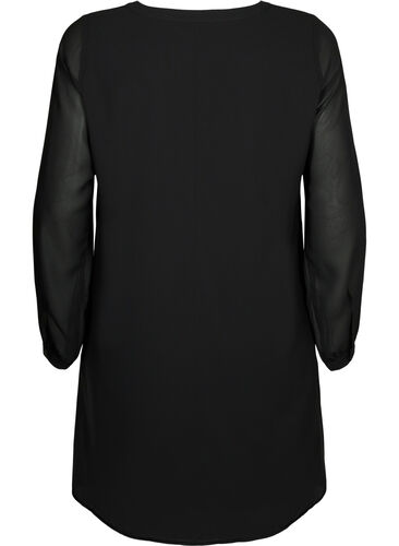Long-sleeved dress with V-neck, Black, Packshot image number 1