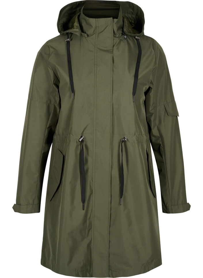 Waterproof parka with detachable hood, Forest Night, Packshot image number 0