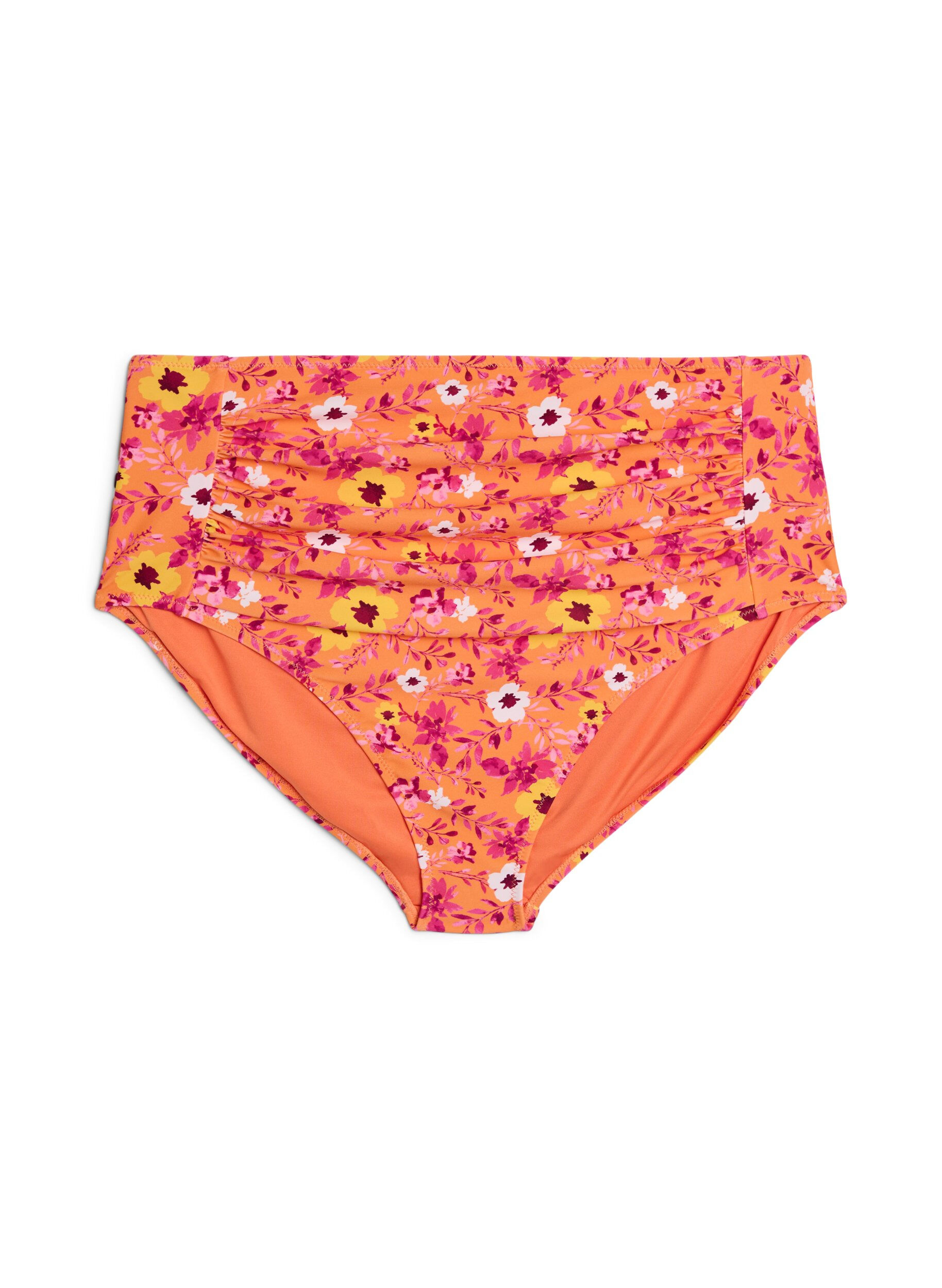 ZizzifashionHigh-waisted bikini bottoms with pattern, Orange, Packshot image number 0