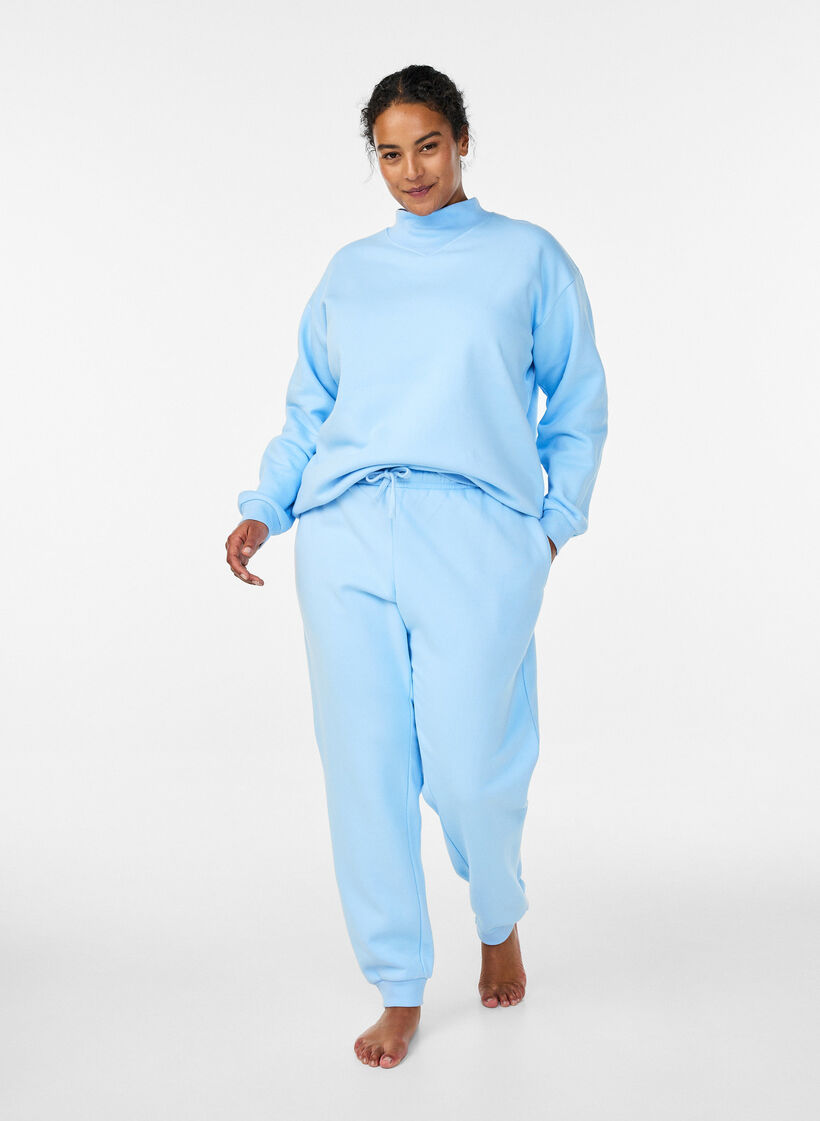 Sweatshirt with high neck and long sleeves, Light Blue, Model image number 1