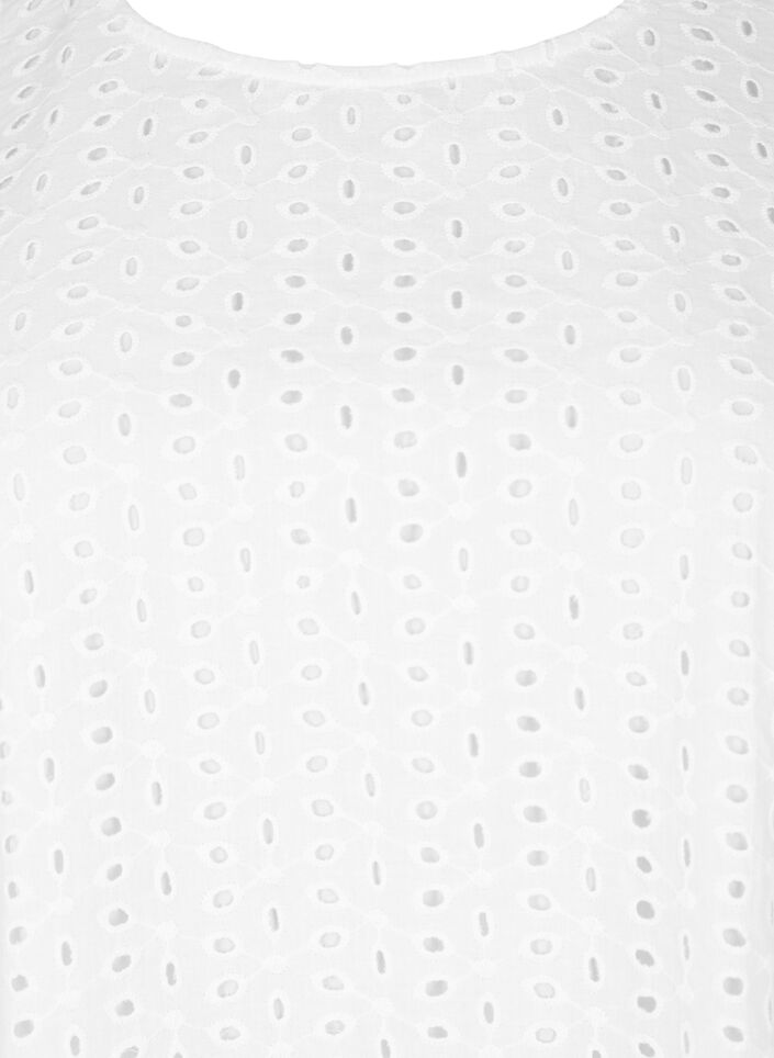 Blouse with puffed sleeves and lace pattern, White, Packshot image number 2