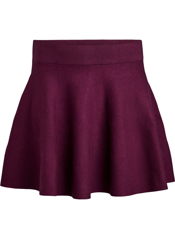 Short knitted A-line skirt, Dark Bordeaux, Packshot