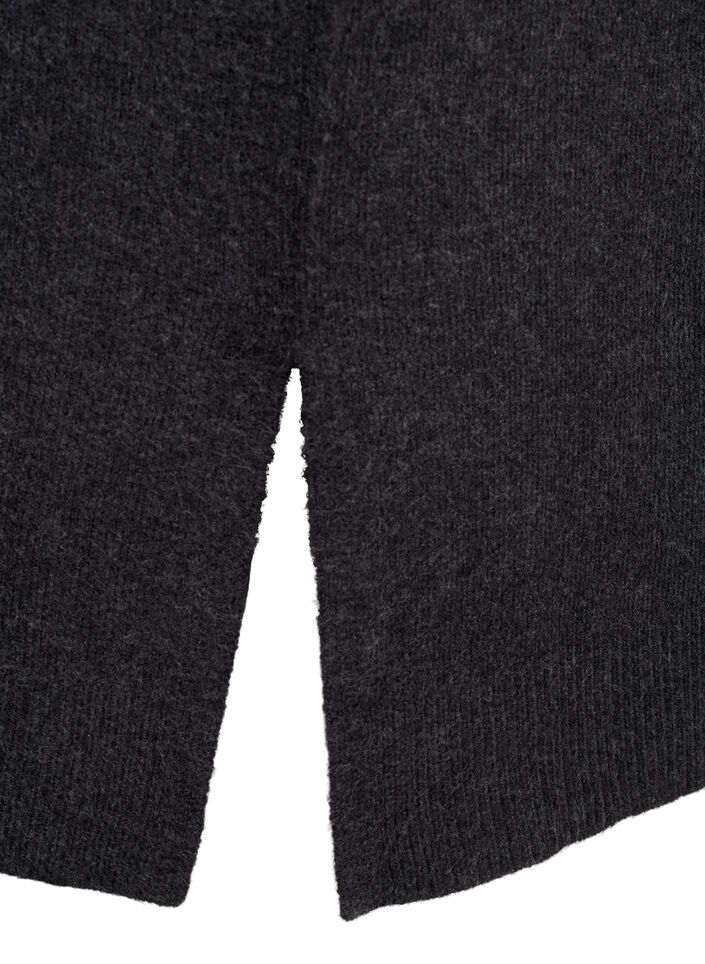 Long knitted cardigan with pockets, Dark Grey Melange, Packshot image number 3
