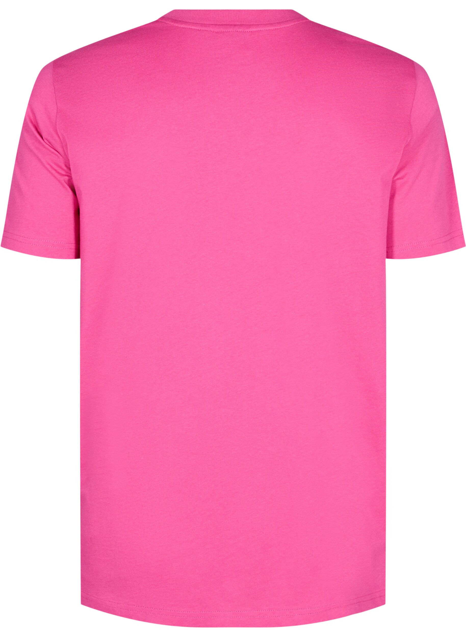 ZizzifashionBasic cotton T-shirt with round neck, Rose, Packshot image number 1