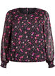 Floral chiffon blouse with sheer sleeves, Black, Packshot image number 0