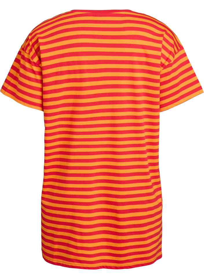 Long striped night T-shirt, Red, Packshot image number 1