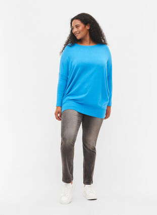Knitted tunic in viscose blend, Malibu Blue, Model image number 2