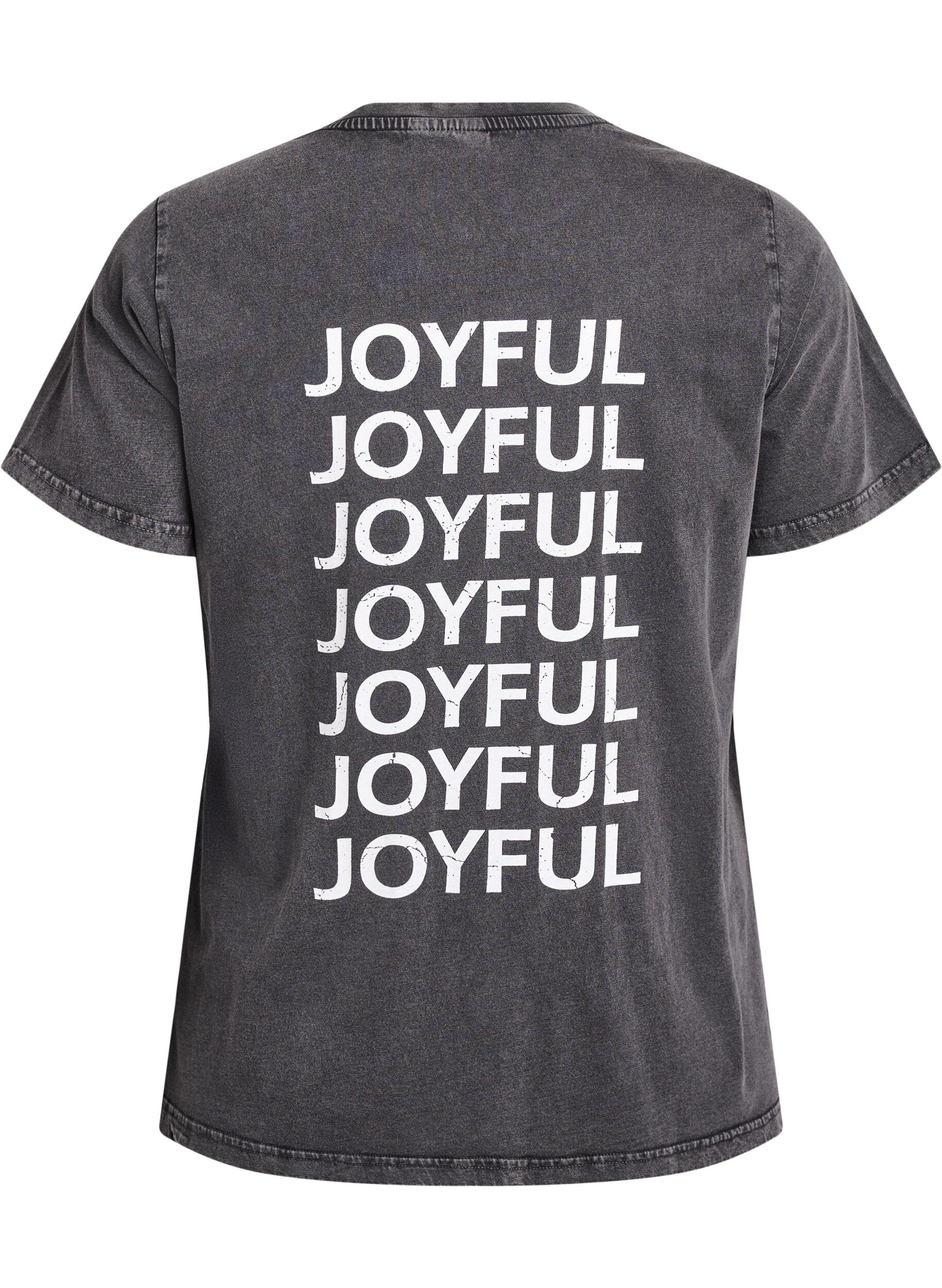 Zizzifashion T-shirt in organic cotton with back print, Dark Grey, Packshot image number 1