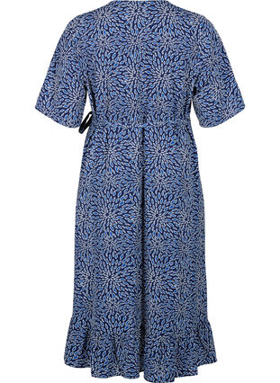 Printed wrap dress with short sleeves , M. Blue Graphic AOP, Packshot image number 1