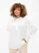 Blouse with ruffles and broderie anglaise, Bright White, Model image number 0
