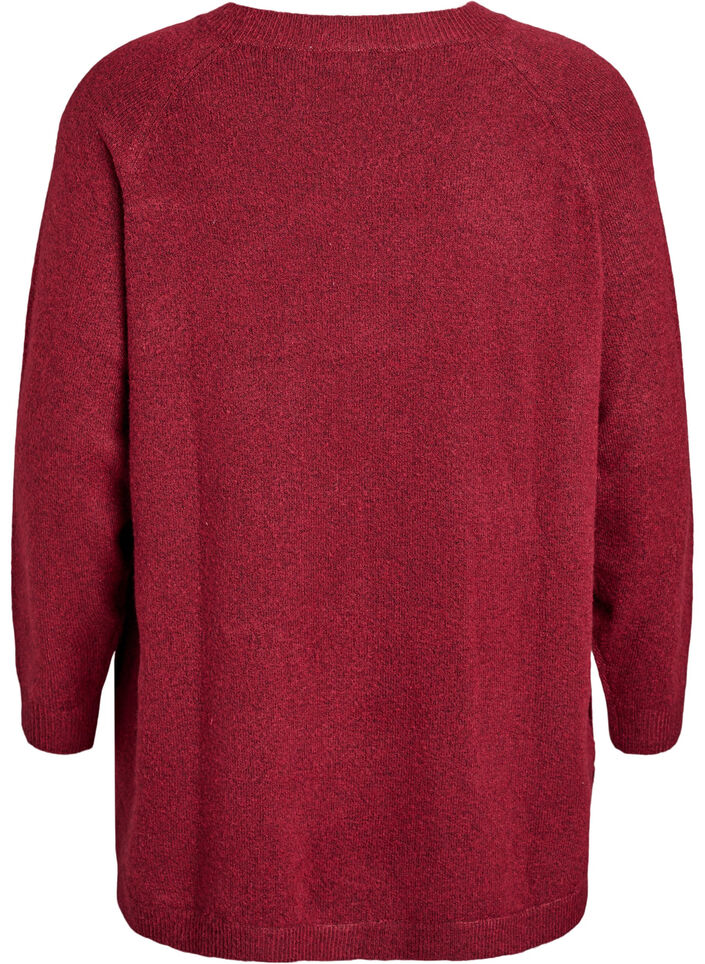 Long knitted blouse with ball buttons, Dark Bordeaux, Packshot image number 1