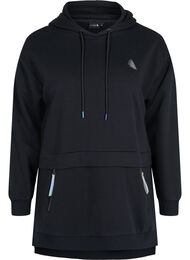Sweatshirt with hood and pockets, Black, Packshot
