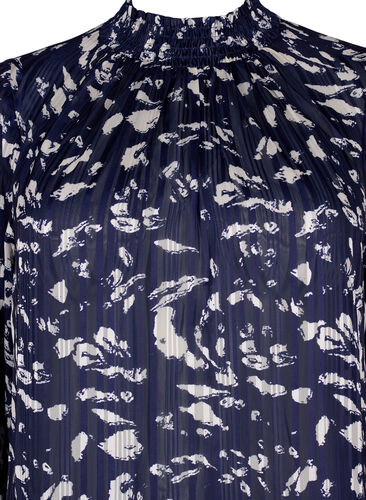 Printed blouse with smock, Blue Leaf AOP, Packshot image number 2