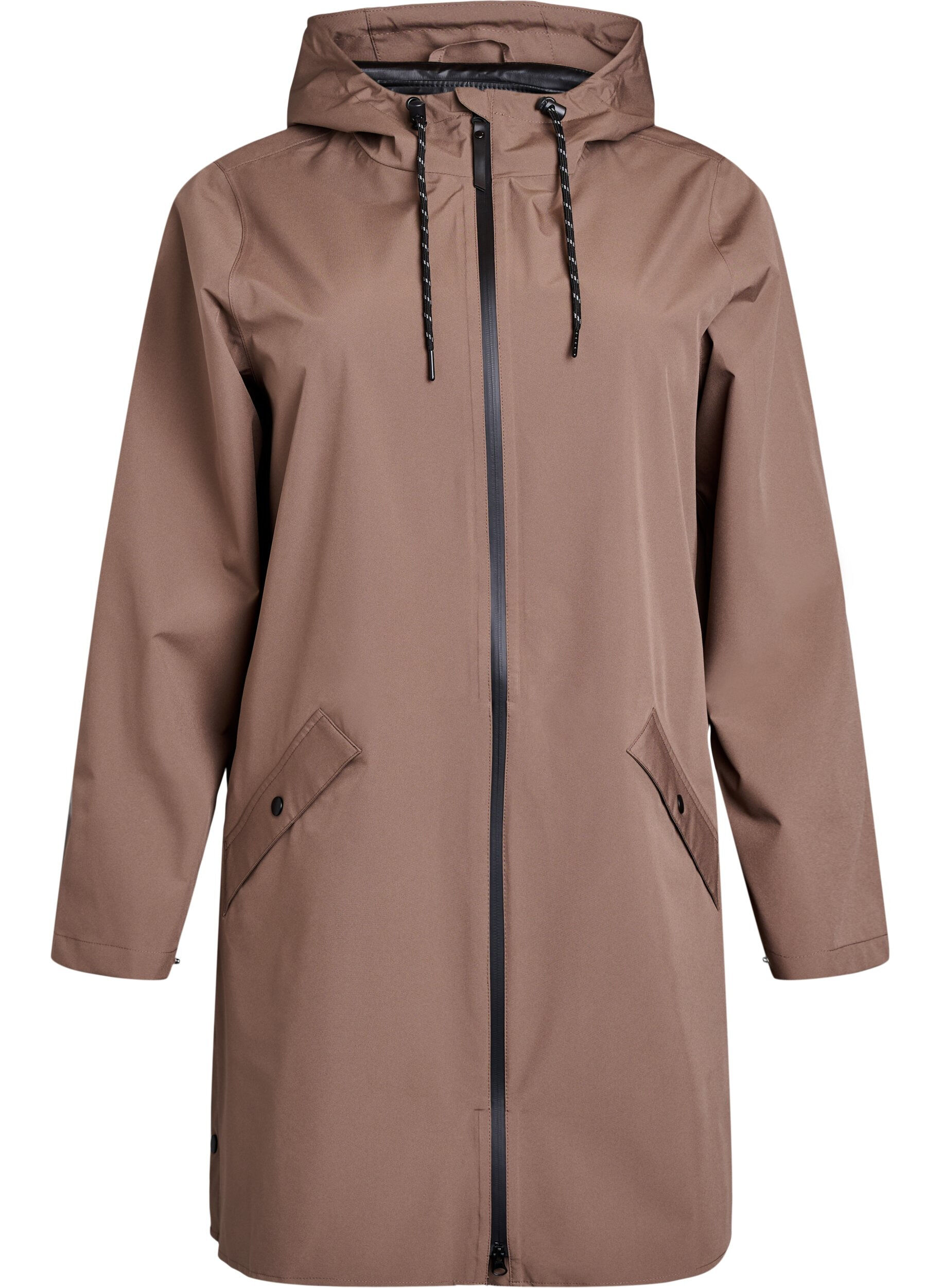 Rain jacket with pockets and hood