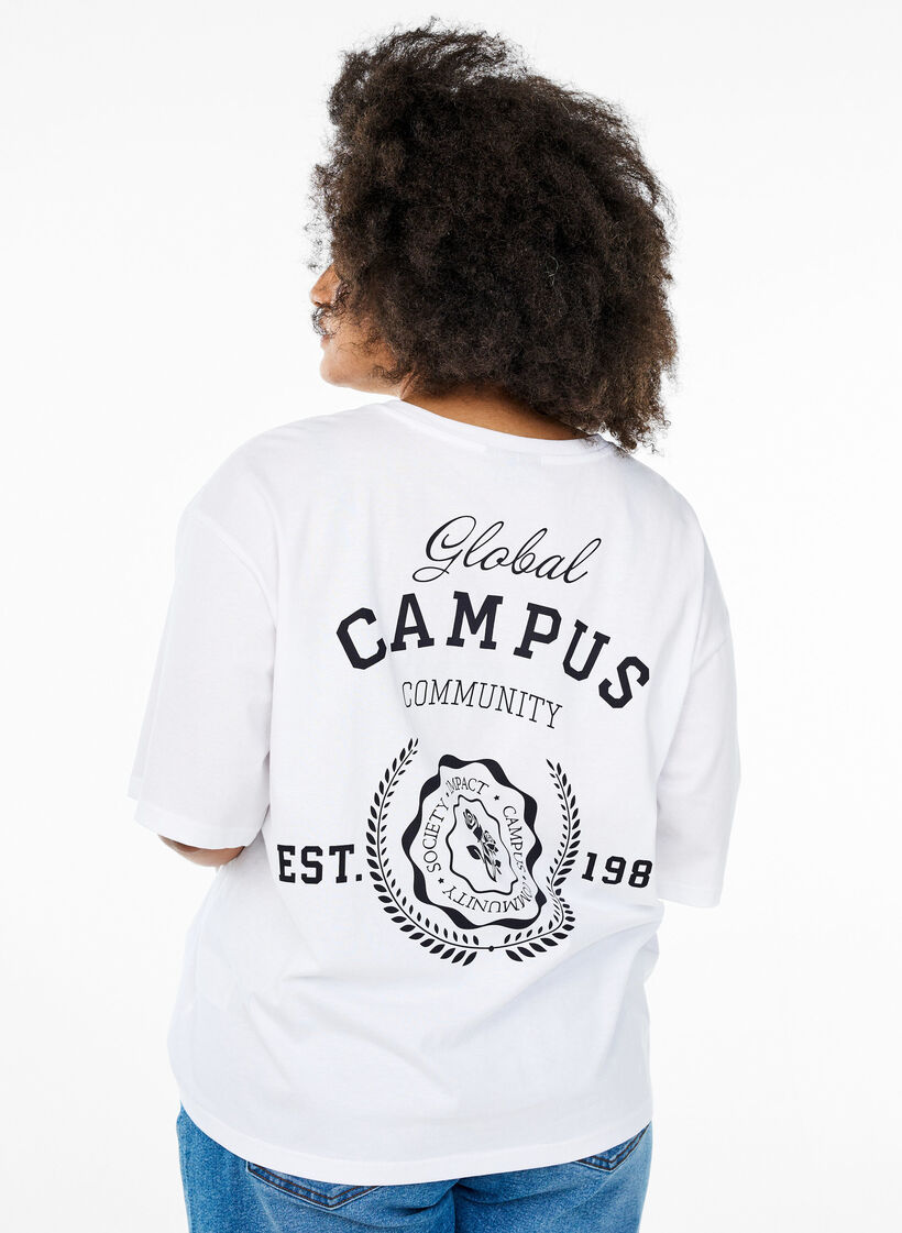 Oversized T-shirt with back print, White, Model image number 0
