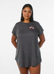 Short sleeve nightgown with text print, Black, Model image number 0