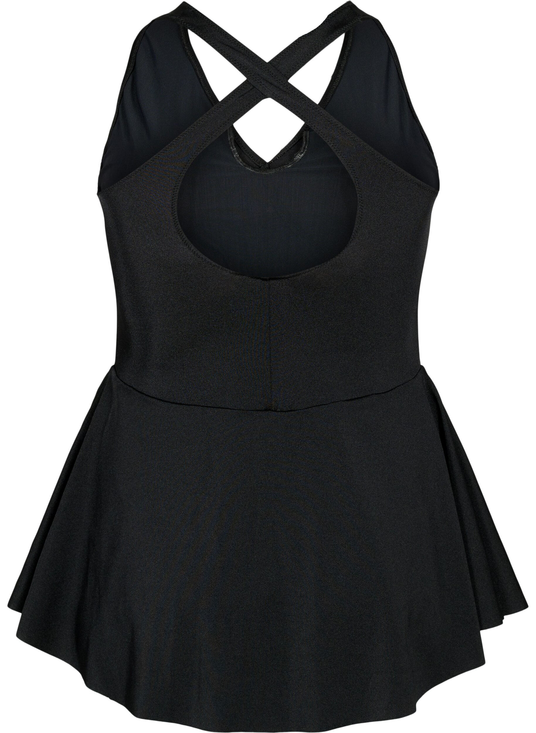 Zizzifashion Swim dress with crossed back and skirt, Black, Packshot image number 1