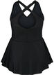 Swim dress with crossed back and skirt, Black, Packshot image number 1