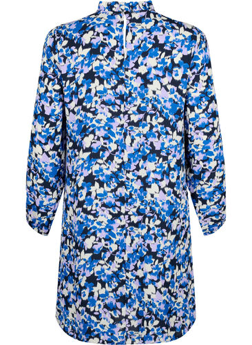 FLASH - Long sleeve dress with floral print, Blue Purple Flower, Packshot image number 1
