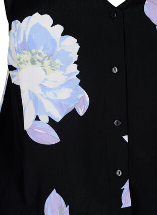 Sleeveless jumpsuit in viscose, Black Big Flower AOP, Packshot image number 2