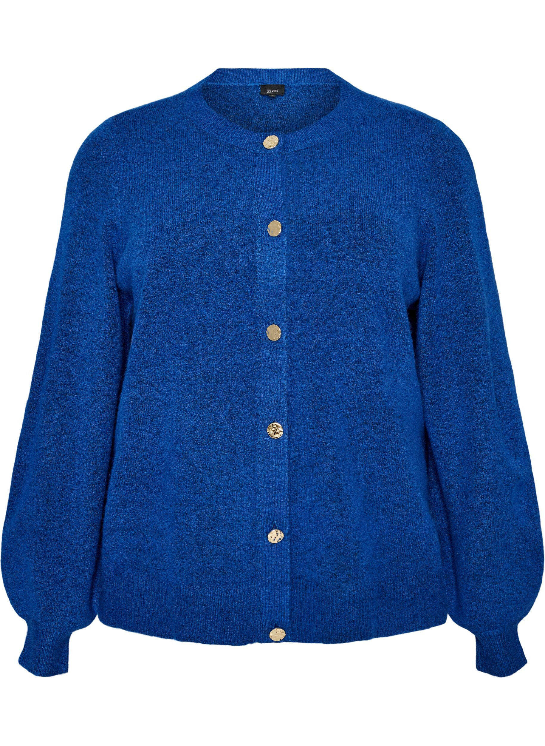 ZizzifashionCardigan in soft knit with gold-coloured buttons, Turquoise, Packshot image number 0