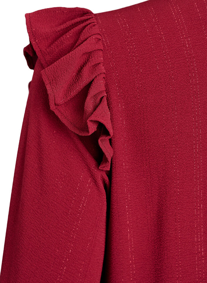Short dress with ruffles and glitter, Dark Bordeaux, Packshot image number 3