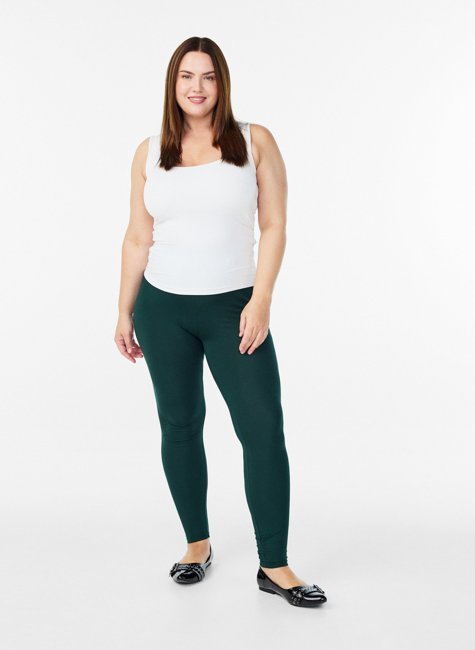 ZizzifashionBasic leggings with extra length, Green, Model image number 1