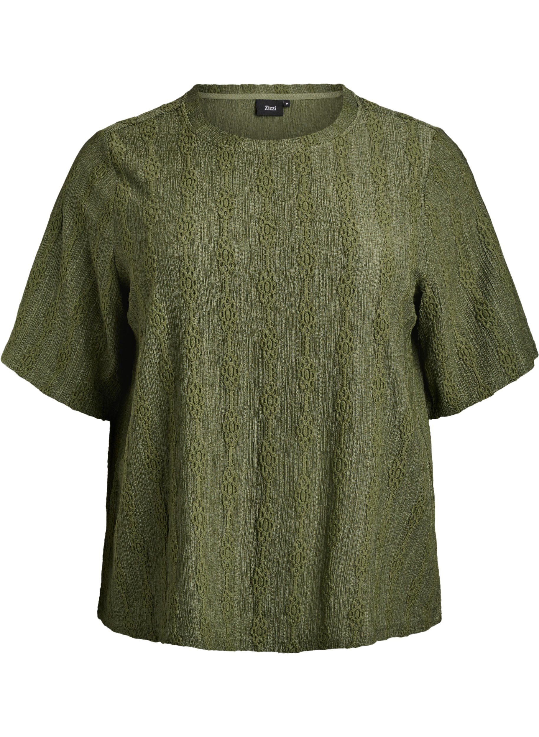Blouse with textured pattern and short sleeves