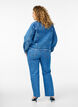 High-waisted Gemma jeans with rhinestones, Blue, Model image number 1