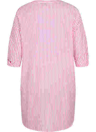 Striped tunic with v neck and buttons, Beetroot Stripe, Packshot image number 1