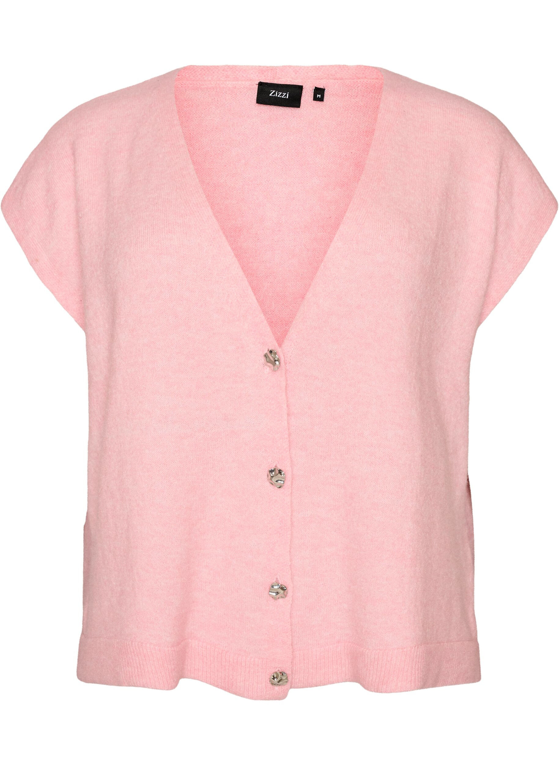 Knitted vest with V-neck and decorative buttons