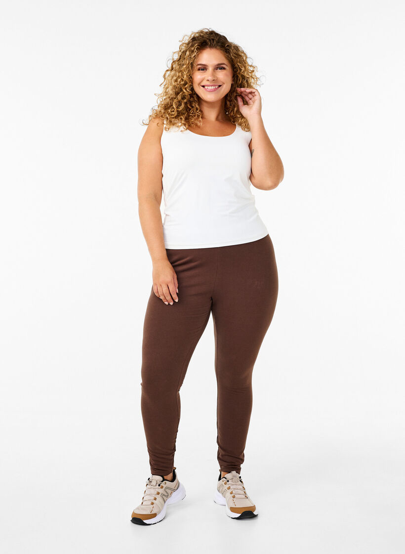 Cotton leggings with lining, Brown, Model image number 0