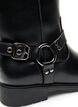 High leather boot with decorative buckles, Black, Packshot image number 2