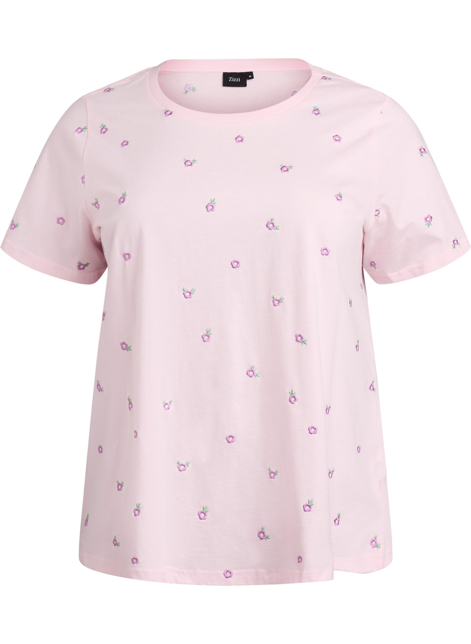 Zizzifashion T-shirt in organic cotton with embroidered motifs, Pink, Packshot image number 0