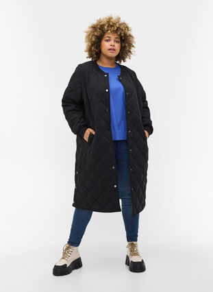 Quilted 2-in-1 jacket with pockets, Black, Model image number 3