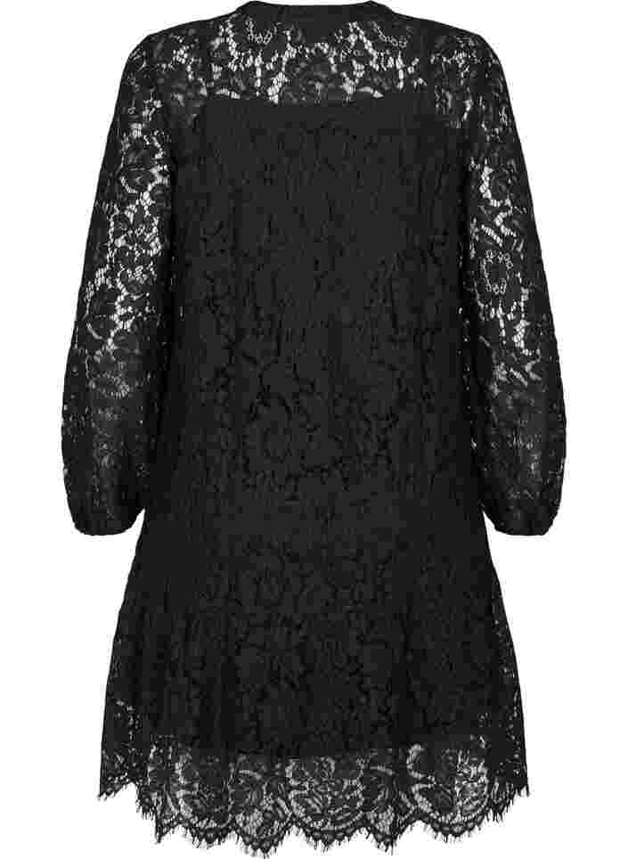 Lace dress with long sleeves, Black, Packshot image number 1