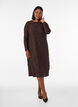 Midi dress with a wavy texture and long sleeves, Brown, Model image number 0