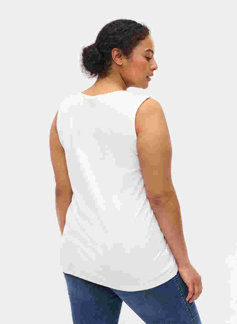 V-neck top with cross details, Warm Off-white, Model image number 1