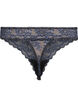 G-string with contrast-coloured lace, Black w Blue , Packshot image number 1
