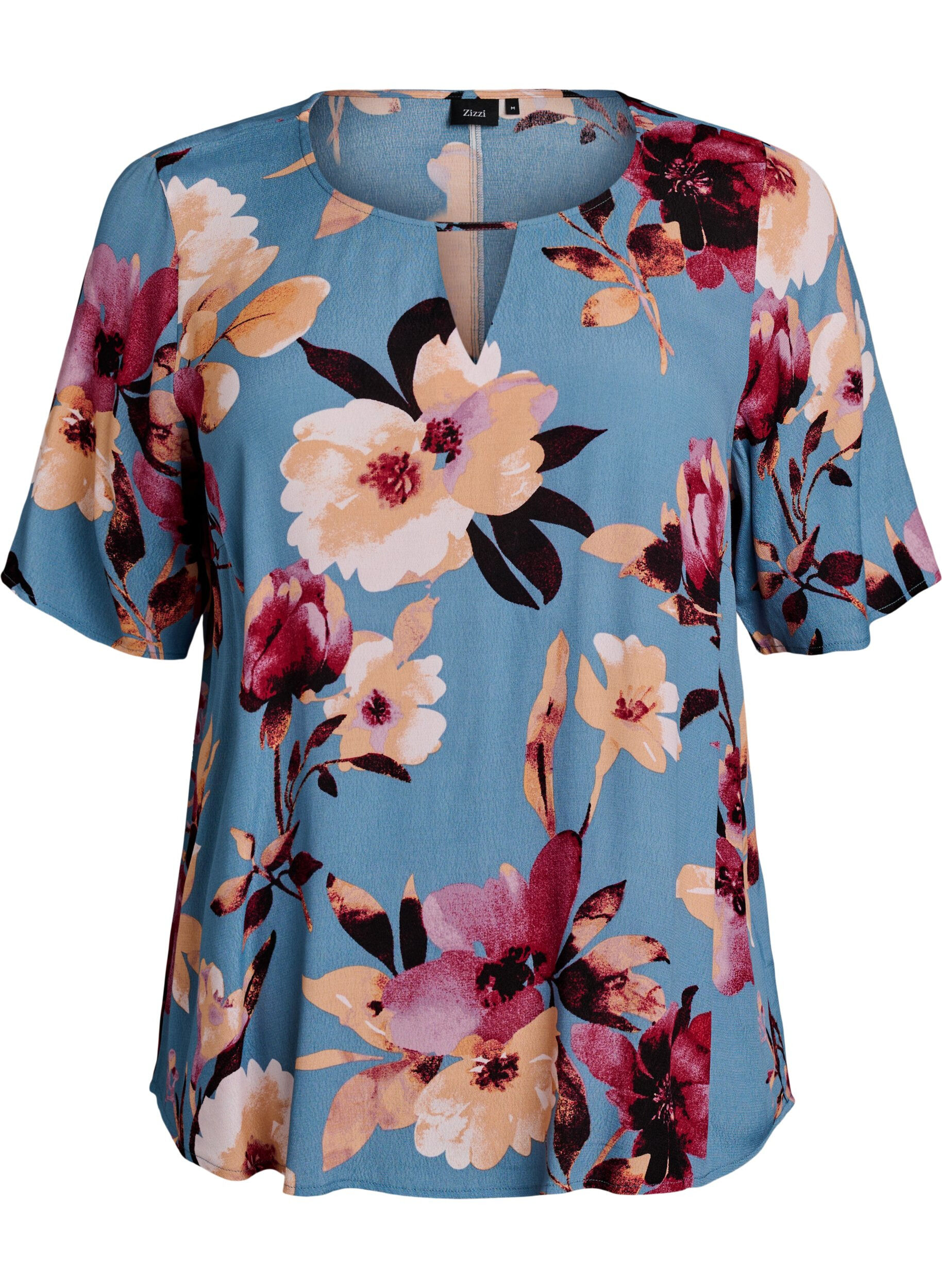 Short sleeve viscose blouse with print
