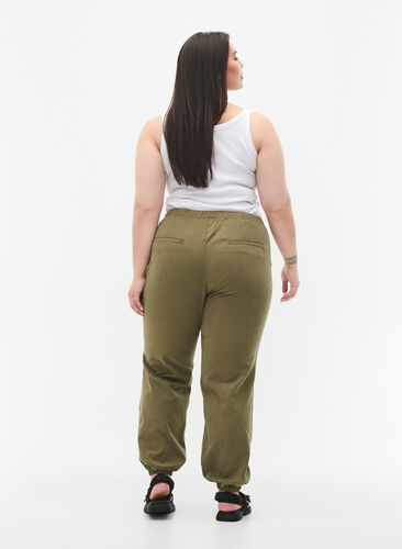 Tapered fit pants with elastic, Martini Olive, Model image number 1