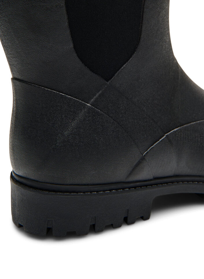 Wide fit - Short wellies with elastic neoprene shaft, Black, Packshot image number 4